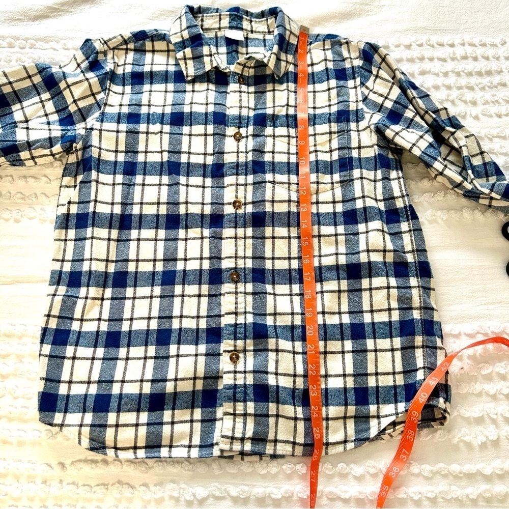 Hanna Andersson Women’s 100% Cotton Flannel Blue and Cream Button Down Sz M EUC - Picture 9 of 13